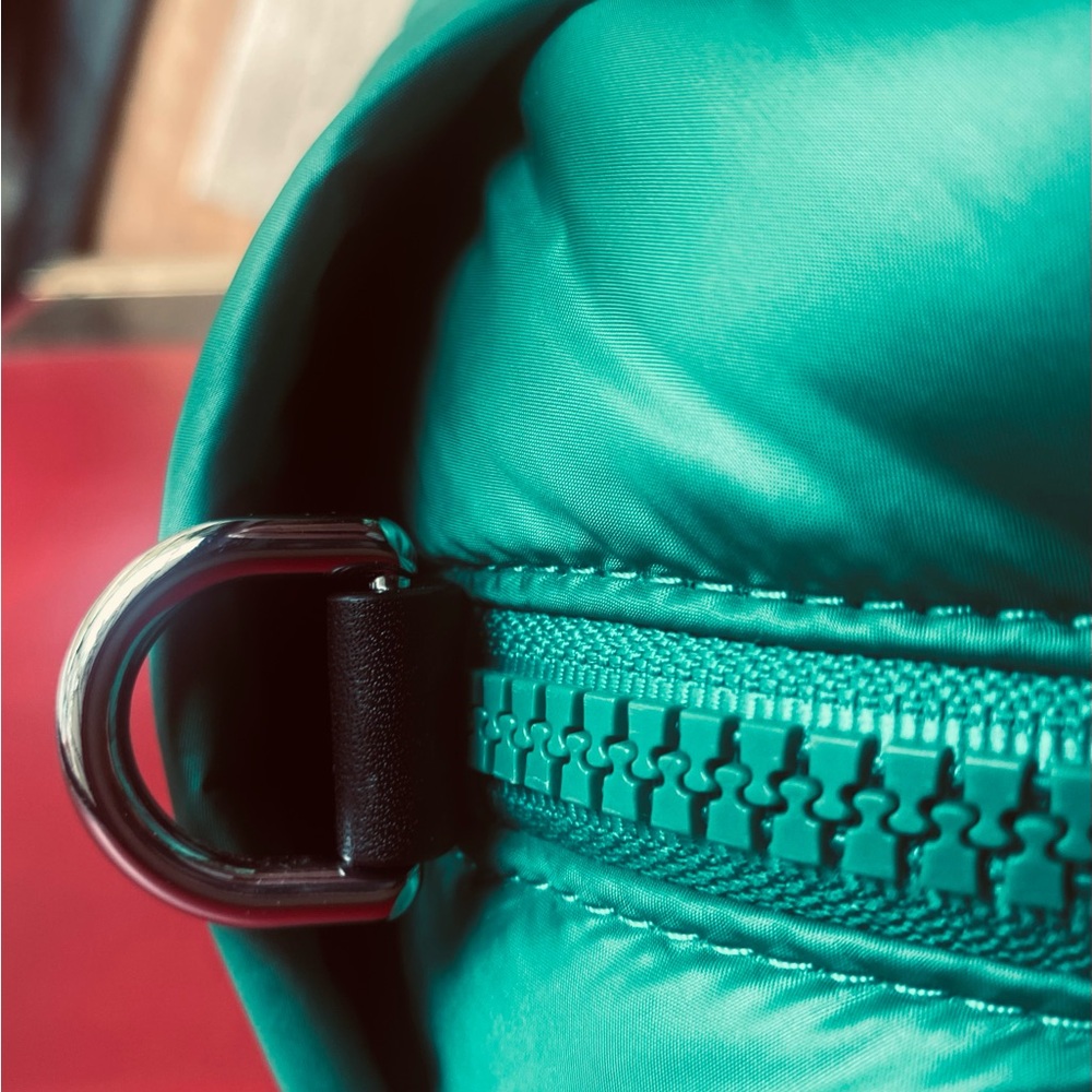 Kate Spade Fabric & Leather Trim Choux Puffy Satchel Crossbody Green NWOT - Picture 10 of 16